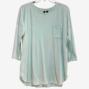 Cynthia Rowley 3/4 Sleeve Knit Top in Aqua Green Women’s L